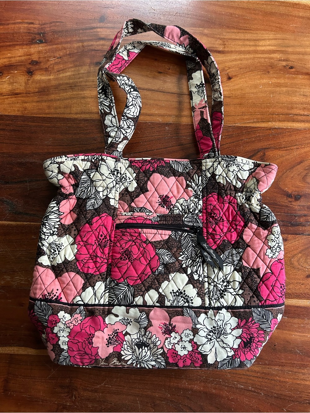 Vera Bradley Large Tote Bag in the retired Mocha Rouge print